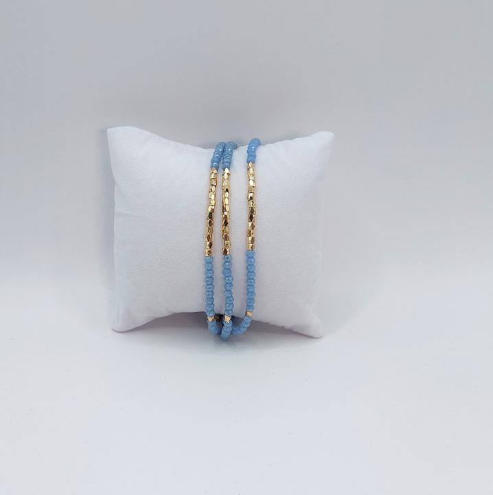 Immagine prodotto Signé Bracciale Signè con pietre in oro blu e chiusura a scorrimento n. 5 (21 cm, Ottone, Metallo, Senza cadmio, Senza nichel, Vetro, Senza piombo, cristalli sintetici)