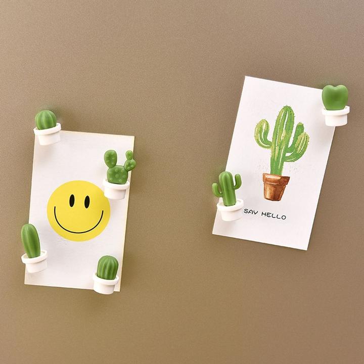 Produktbild König Design 6er Set Magnete Kühlschrank Set Küche Pinnwand Memowand Magnet Holder Kaktus (6 x)