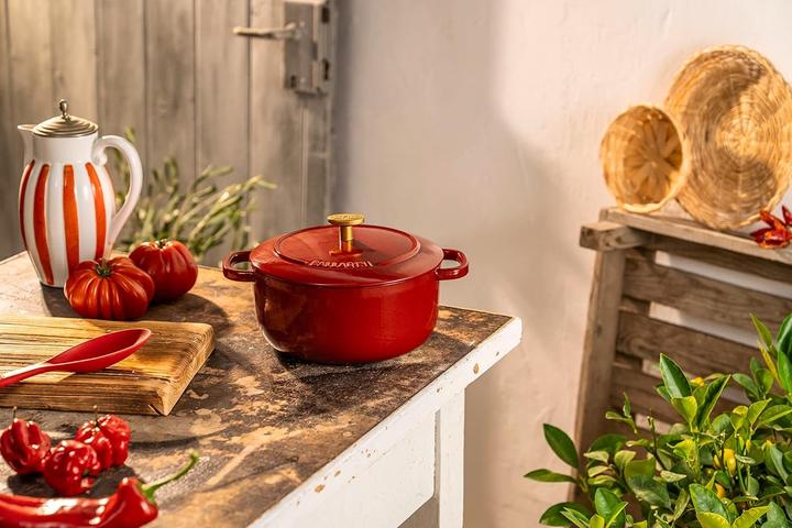 Immagine prodotto Ballarini Cocotte BELLAMONTE 20 cm rotonda da 2,5 litri in ghisa arrosto rosso (Ghisa, 20 x 13.50 cm)