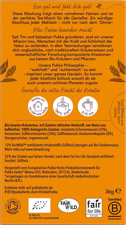 Valori nutrizionali e ingredienti Pukka Tè dopo cena (36 g)