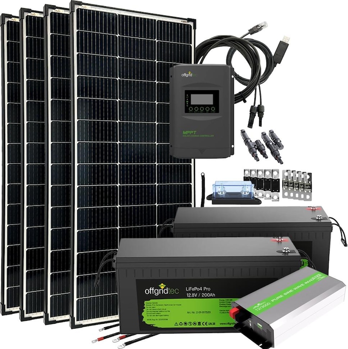 Offgridtec ® Sistema solare Autark Pro XL 600W - 3000W di potenza AC 2x batteria LiFePO4 da 200Ah (3000 W)