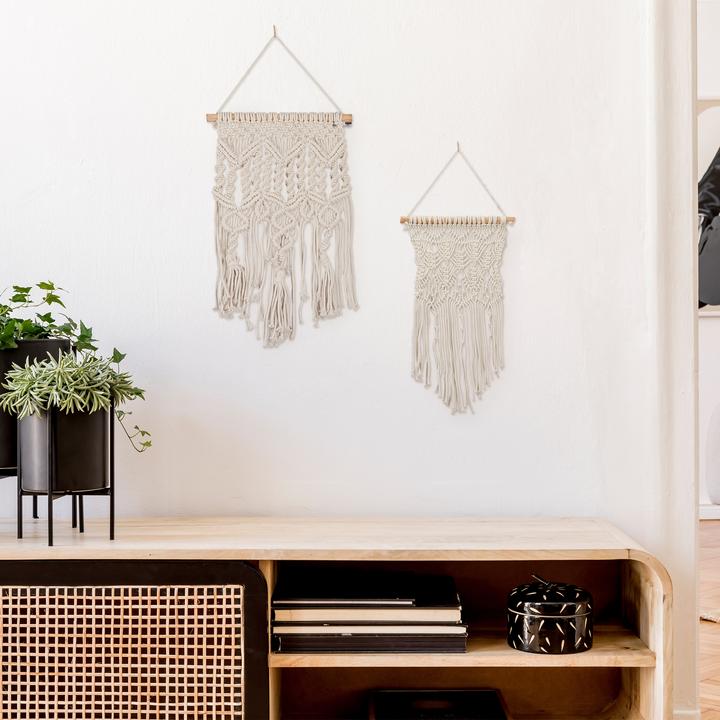Actual product image Relaxdays 2 pcs macramé wall hanging (30 x 1.5 x 60 cm)