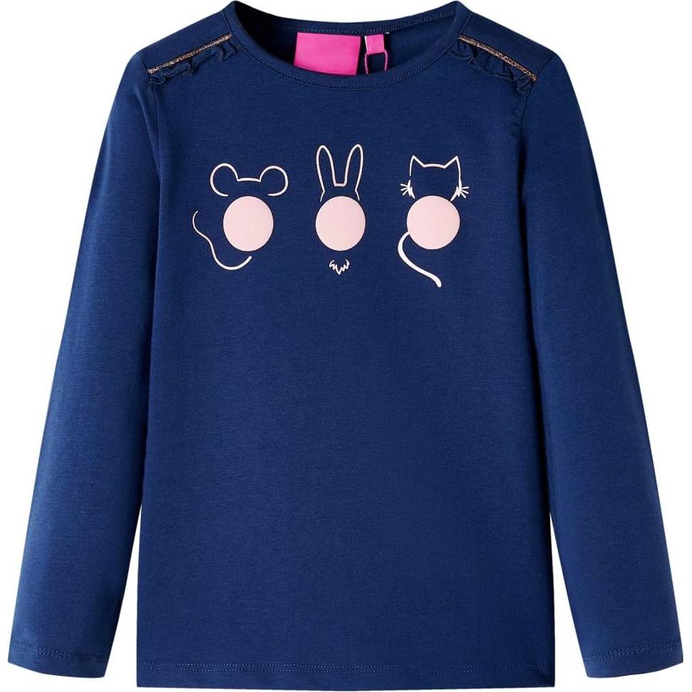 VidaXL, Unisex, Shirt, Kinder-Langarmshirt Marineblau 140,Material: 95 % Baumwolle, Blau, (140)