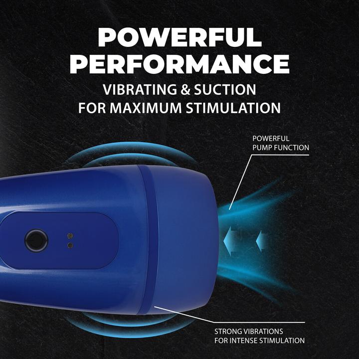 Actual product image Shots Pulsar - Negative Pressure Suction and Vibration Masturbator Pump - Metallic Blue