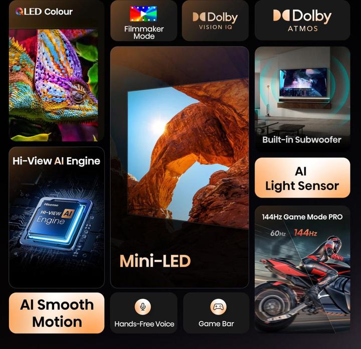 Actual product image Hisense TV 75U7Q (75", U7Q, Mini-LED, 4K, 2025)