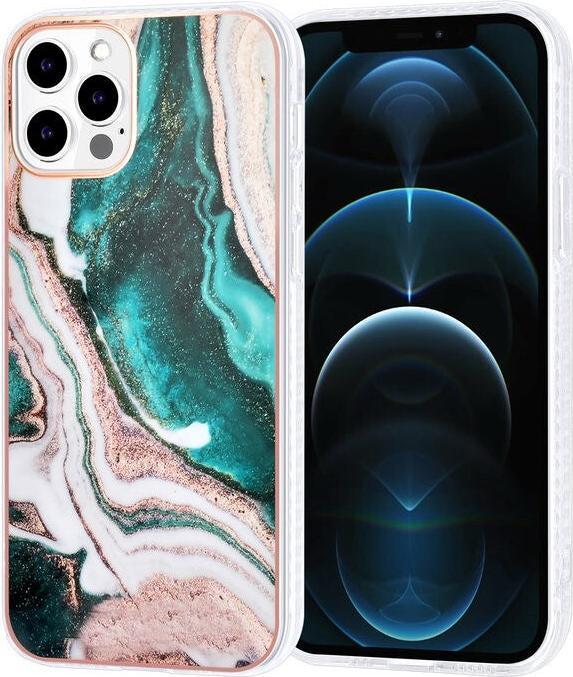 Image du produit UNIQ Accessory Handyhülle Apple iPhone 12 / 12 Pro TPU Case Grün Marmoriert No. 94 (Apple iPhone 12, Apple iPhone 12 Pro)