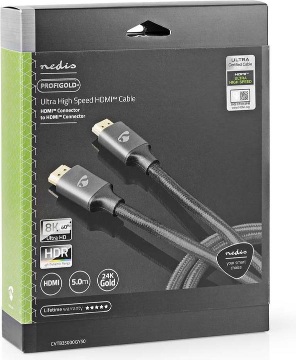 Produktbild Nedis Ultra High Speed ​​HDMI ™ -Kabel | HDMI™ Stecker | HDMI™ Stecker | 8K@60Hz | 48 Gbps | 5.00 m (5 m, HDMI, 2.1)