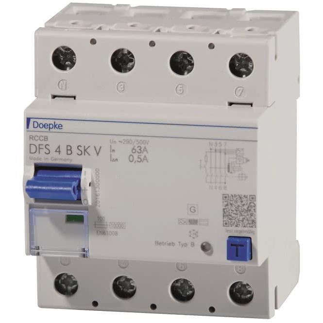 Doepke, Schutzschalter, DOEP DFS4 063-4/0,03-B SK V500 FI-Schutzschalter 63A 30mA Ty