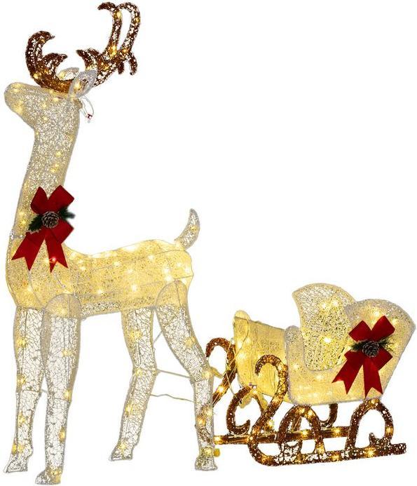 Produktbild Swisshandel24 LED Rentier und Schlitten Weihnachtsdeko mit 170 Lichtern für Indoor, Outdoor