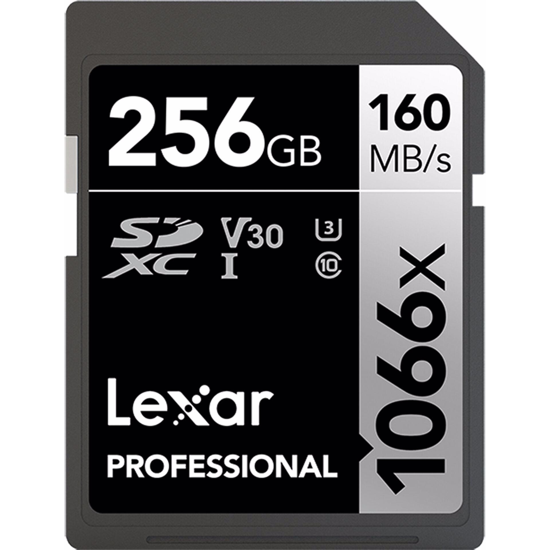 Lexar Scheda SDXC 256GB Professional 1066x UHS-I V30 U3 (256 GB, SDXC, U1, UHS-I), Scheda di memoria, Nero
