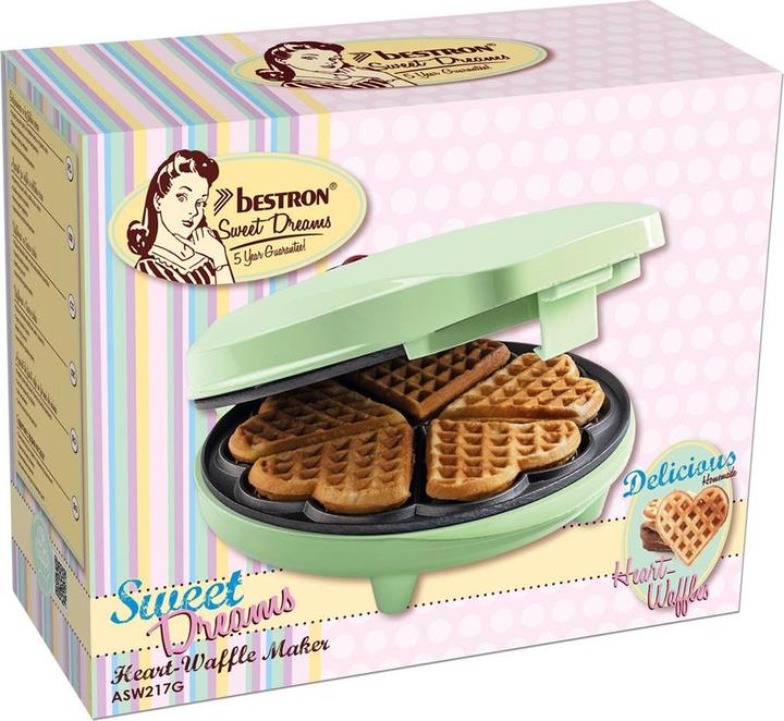 Immagine prodotto Bestron Waffeleisen, Herzwaffeln, 700W, grün