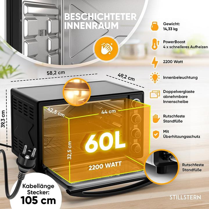 Actual product image Stillstern Mini oven with convection 60L