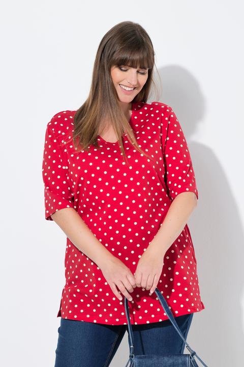 Actual product image Ulla Popken Polka Dot V-Neck Tee (58)
