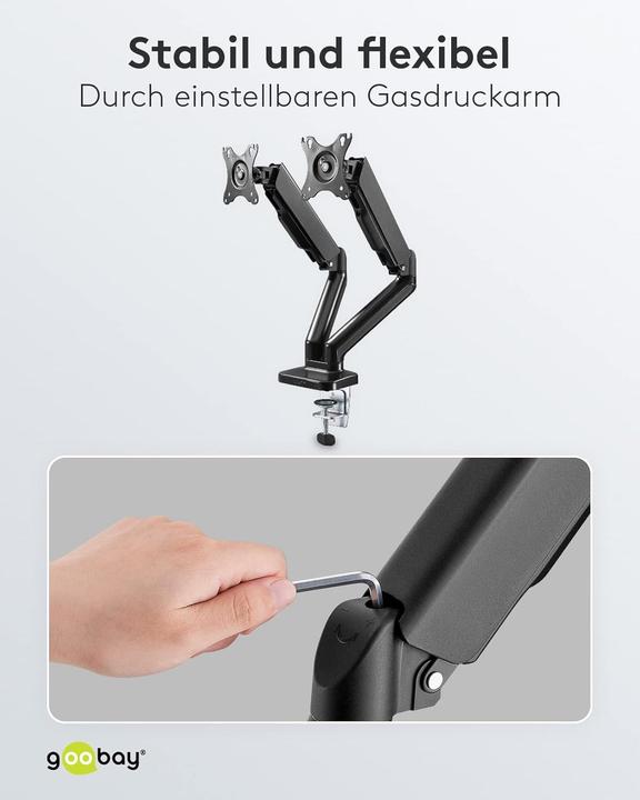 Actual product image Goobay Double monitor mount with gas pressure spring (Table, 32", 9 kg)