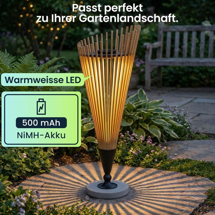 Produktbild Ideoon 4er-Set Dekorative Solar-Laterne 60cm aus Bambus: Moderne Solarleuchte für den Garten