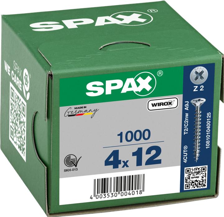 Image du produit Spax Tête Fraisée à Empreinte Cruciforme Z2 Entièrement Filetée Wirox (1000 Vis par pièce)