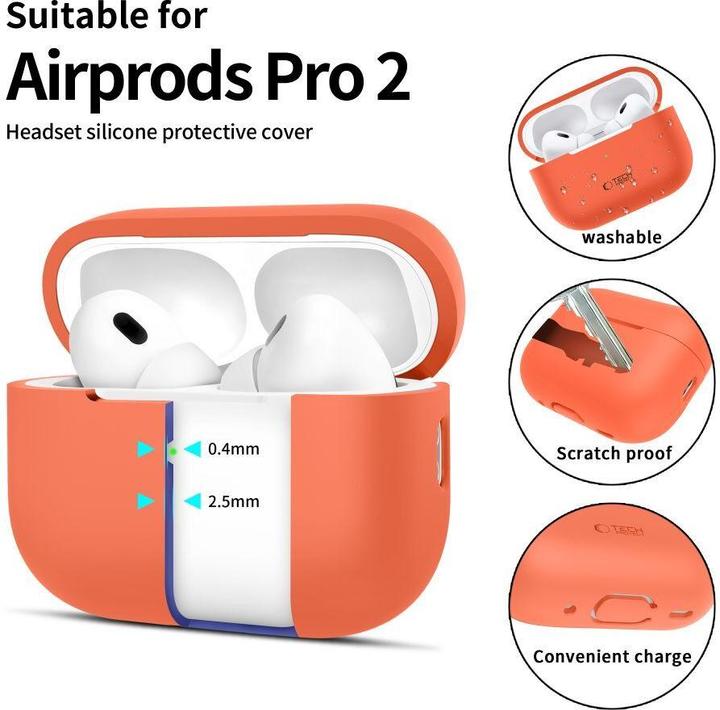 Produktbild Tech-Protect Silicone Case for Apple AirPods Pro 1 / 2 - Orange (Kopfhörer Hülle)