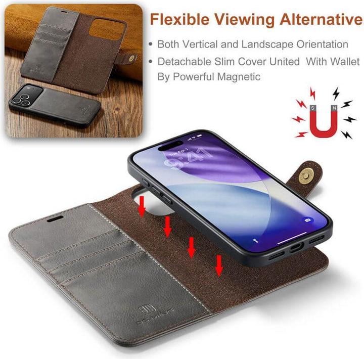 Immagine prodotto Dg.Ming iPhone 17 Pro Max - Flip Case, 3 Kartenfächer, Magnetverschluss, Leder-Optik, Rot (Apple iPhone 17 Pro Max)