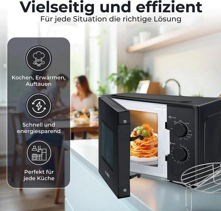Produktbild KLAMER Mikrowelle 20 Liter, 700 Watt, 9 Leistungsstufen inklusive Grill- und Auftaufunktion, 35… (20 l)