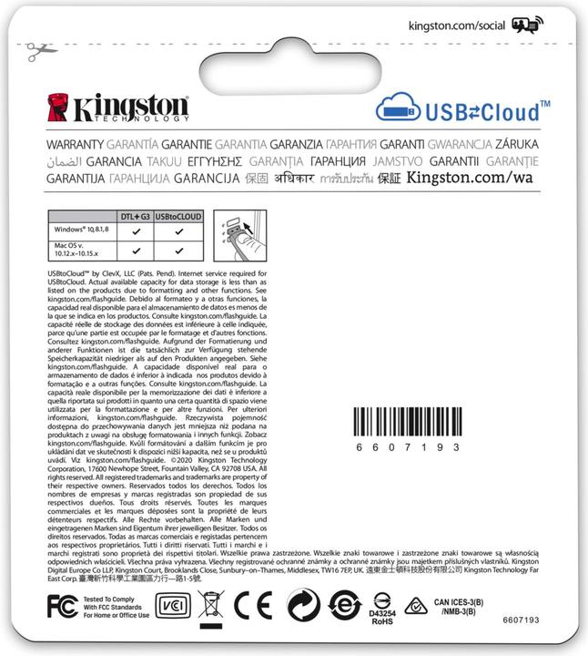 Actual product image Kingston USB flash drive DataTraveler Locker+ G3 128 GB (128 GB, USB 3.1, USB-A)