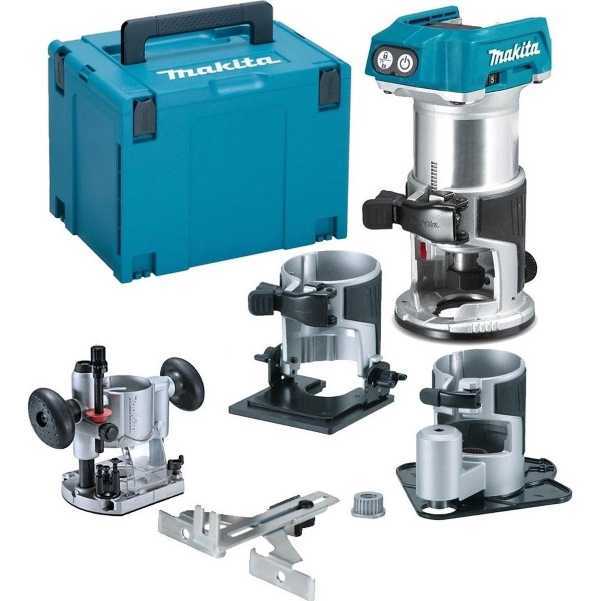 Makita, Fresa, - DRT50RTJX3 - 18V - accu - 6 - 8 mm - senza fili - accesso - 2x 5.0Ah - in confezione Mbox