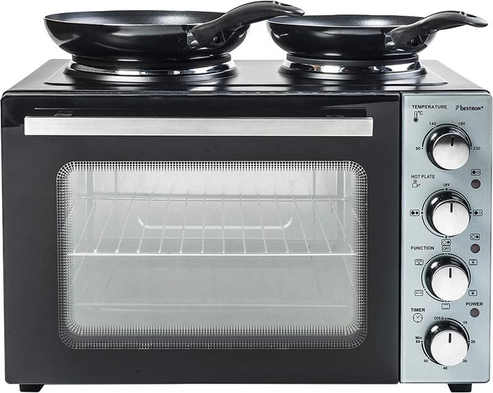 Produktbild Bestron Kleinküche (Grill - Backofen mit Doppelkochplatte) Inkl. Drehspiess und umluftfunktion
