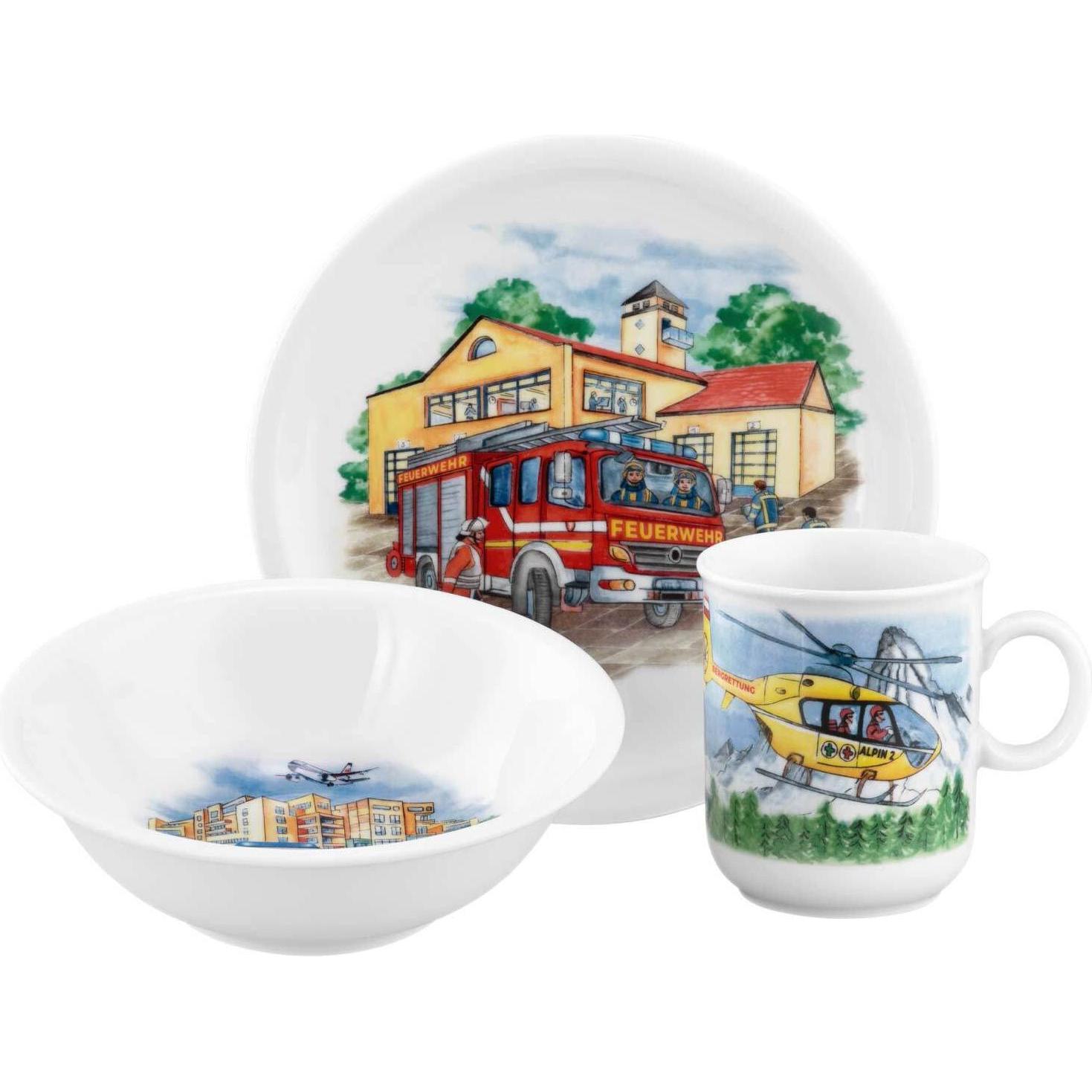 Seltmann, Kindergeschirr + Kinderbesteck, Compact Blaulicht Kindergeschirr Set
