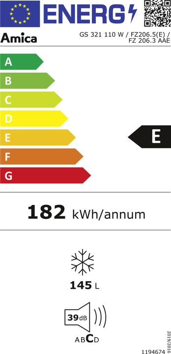 Etichetta energetica Amica GS 321 110 (Struttura autonoma, 145 l)