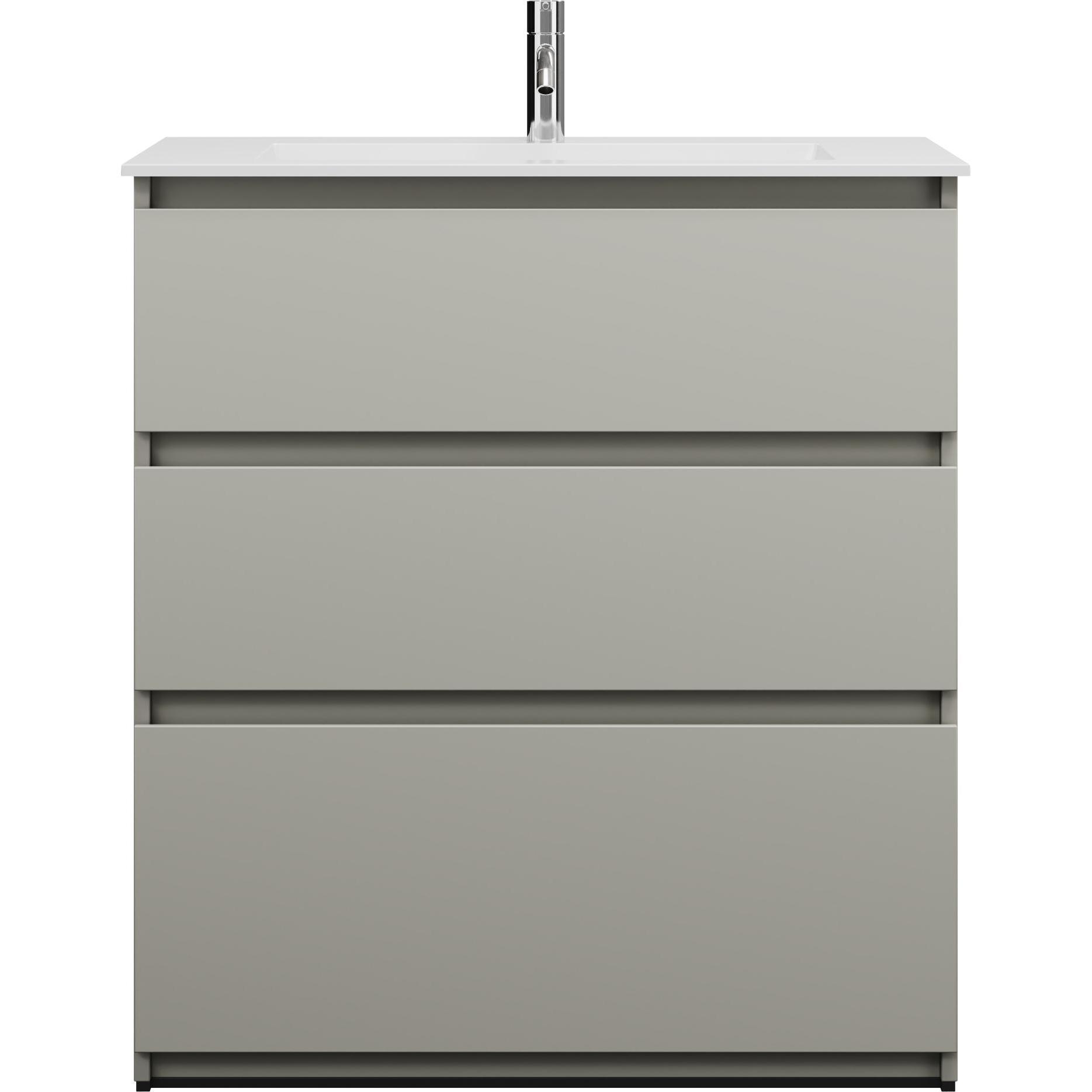 burgbad, Badmöbelset, Lin20 Mineralguss-Waschtisch Farbe Weiss Matt inklusive Waschtischunterschrank Tiefe 495mm 3