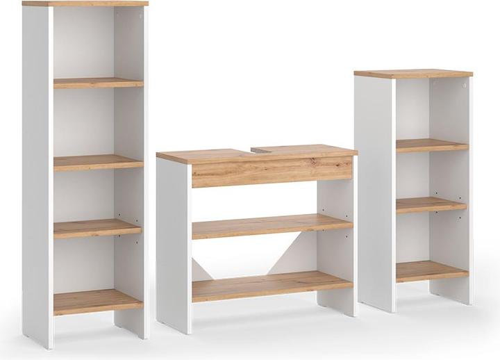 Produktbild Vicco Badmöbel-Set Karli, Weiss/Goldkraft Eiche, 3 Teile