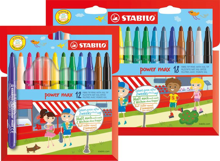 Productafbeelding STABILO power max vezelstiften (Veelkleurig, 12 x)