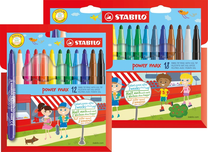 Produktbild STABILO power max Fasermaler (Mehrfarbig, 12 x)