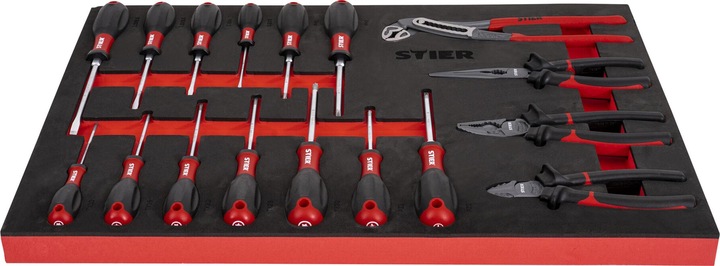 Actual product image Stier Screwdriver & pliers set 17-piece set in soft foam insert (EVA) (17 x)