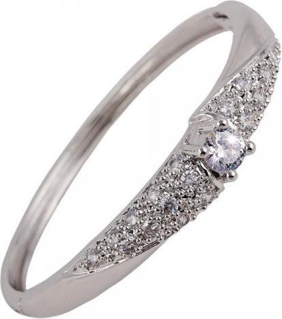 Immagine prodotto Hermex LUSSO Bracciale Bangle Placcato Platino Charms Zirconia - Platino Argentato (5.50 cm, Lega di rame-nichel)