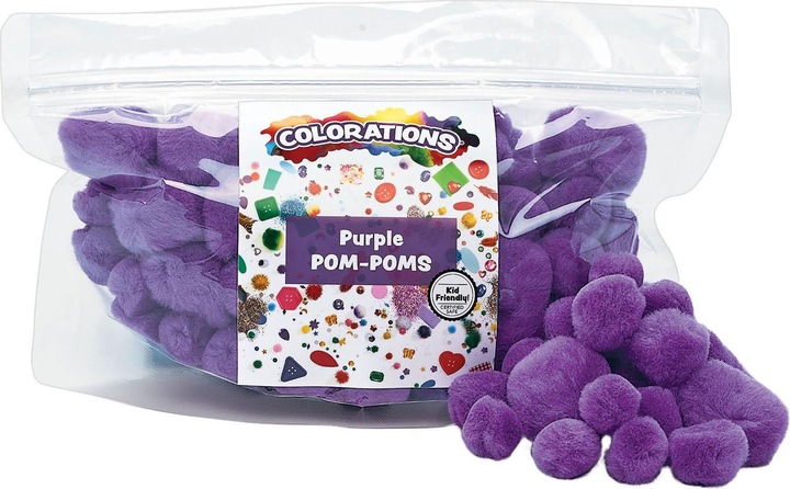 Productafbeelding Colorations Kleurplaat - Pom Poms paars, 100 stuks.