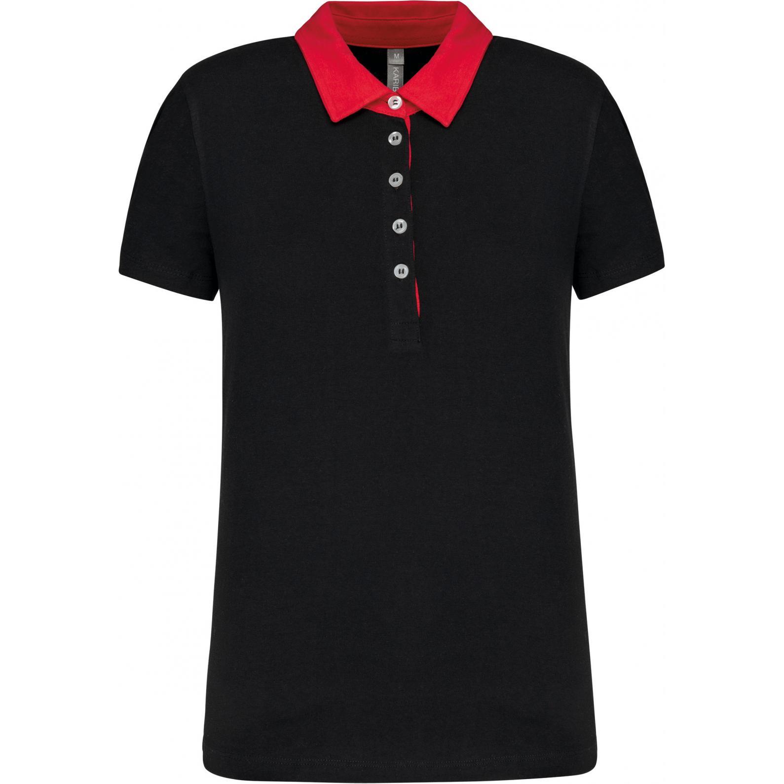 Kariban, Damen, Shirt, Polo-Shirt Jersey Frau, Schwarz, Rot, (XL)