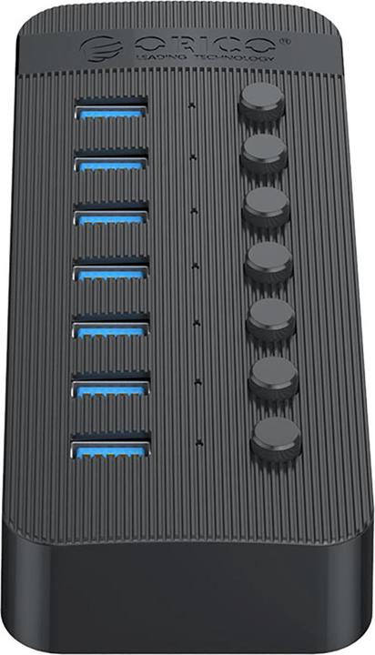 Image du produit Orico Converter CT2U3-7AB 7x USB-A 3.0 Hub with Switches - Black (USB-A, 7 ports)