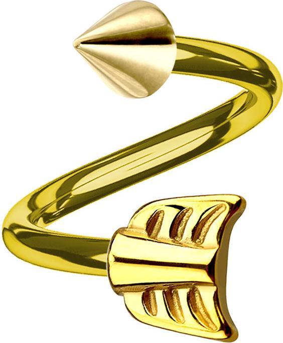 Actual product image Star Piercing Micro spiral gold-plated with cone and arrow (without brass, Surgical steel 316L)
