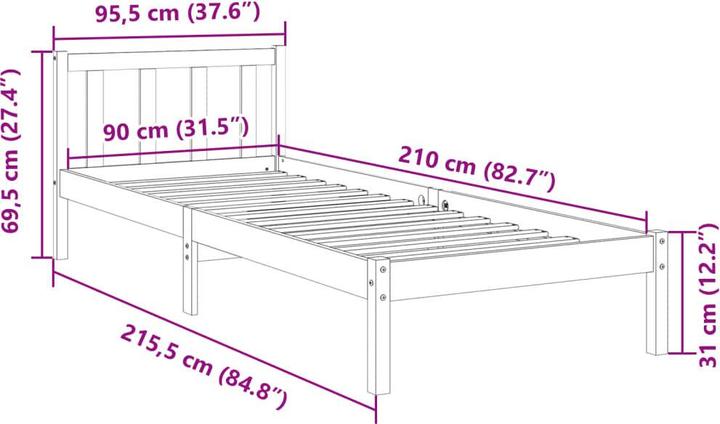 Produktbild vidaXL Bettrahmen (90 x 210 cm)