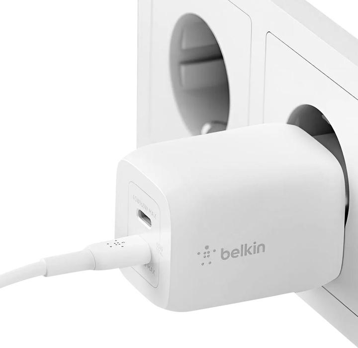 Actual product image Belkin Dual USB-C GaN Ladegerät mit Power Deliver und PPS Technologie inkl. 2 Meter USB-C Kabel (65 W)