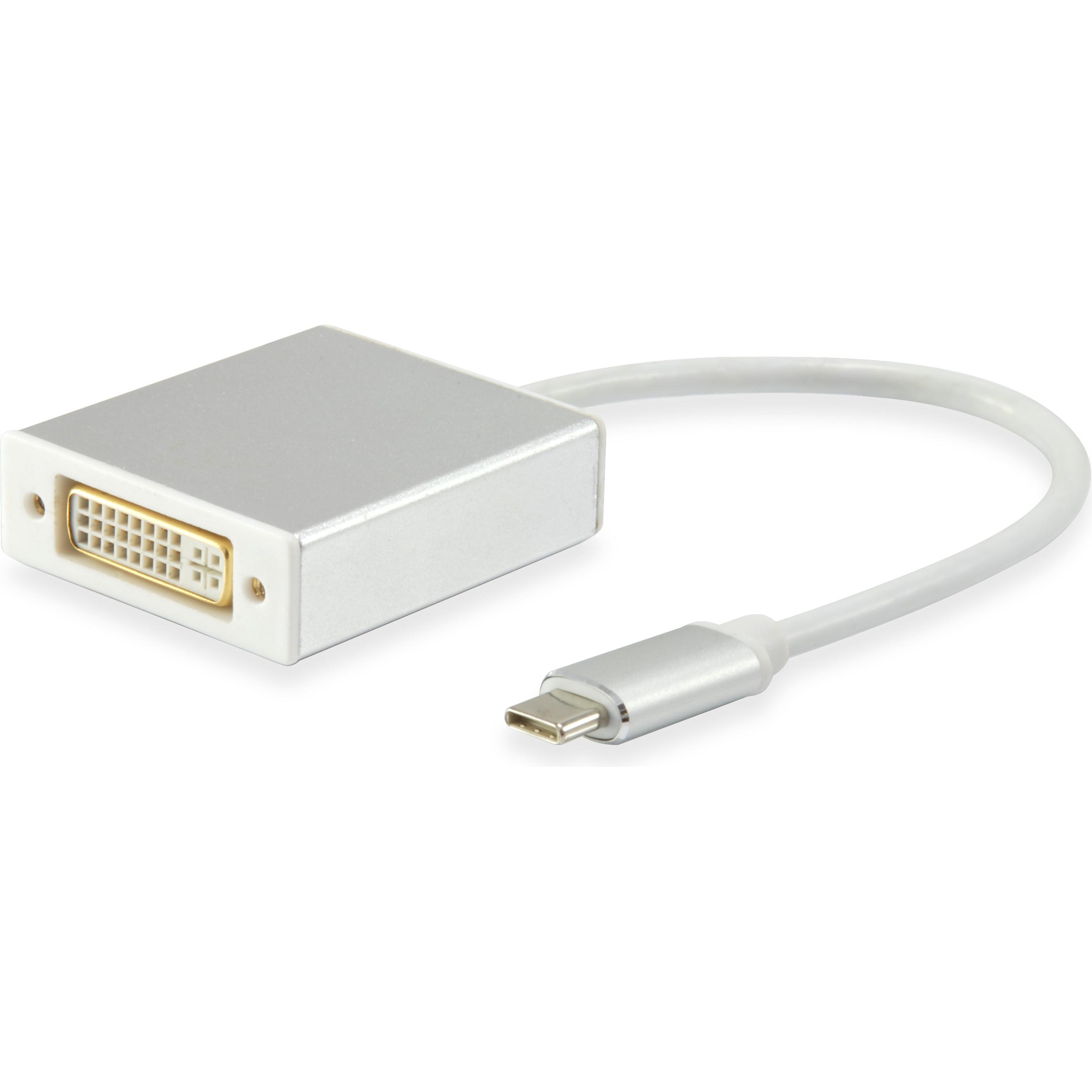 equip USB C - DVI-I (DVI, 15 cm), Adattatore dati + video, Bianco