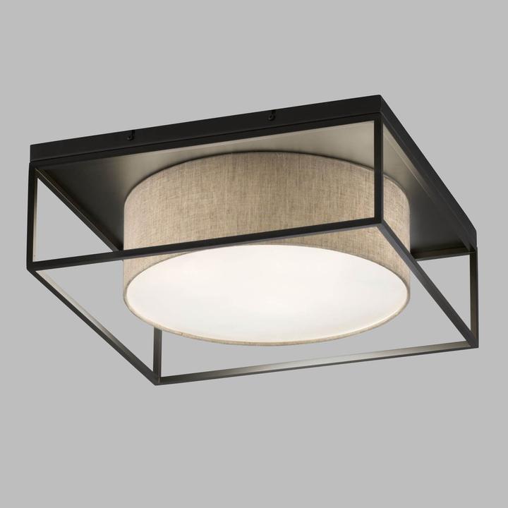 Produktbild Fischer & Honsel Honsel Deckenleuchte Carre - sandschwarz/Stoffschirm Leinen sandfarben (21327) (E14)