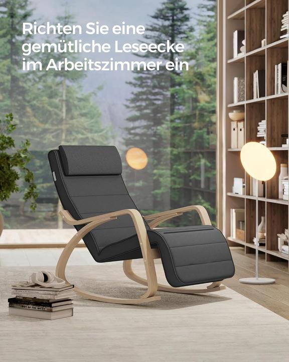 Actual product image Songmics Schaukelstuhl Verstellbar Belastbar Wohnzimmer Dunkelgrau