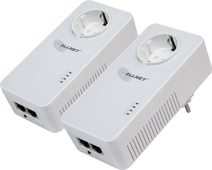 Produktbild Allnet Powerline 1200Mbit 2er Bundle Bridge RJ45 HomePlugV2 "SmartLink" Passtrough ALL1681205v2 (1200 Mbit/s)