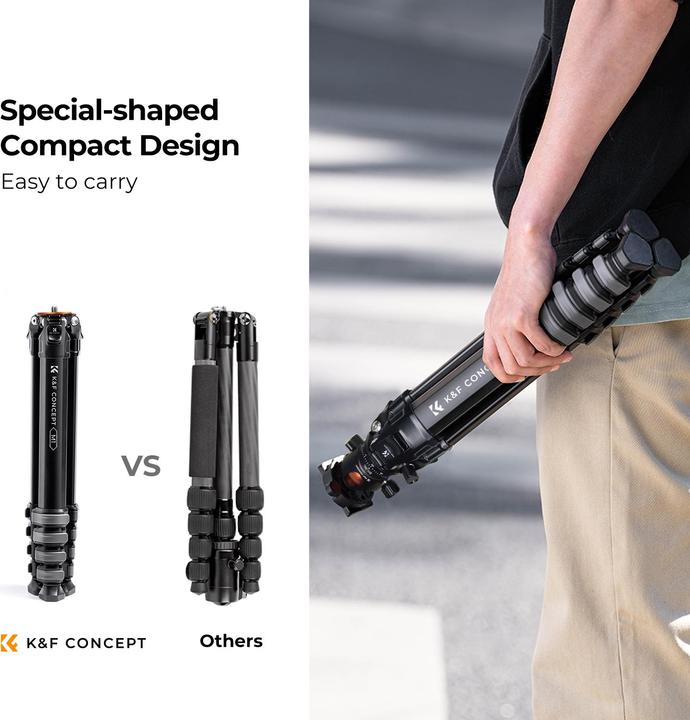 Actual product image K&F Concept M1+BH-36L Magnesium Aluminum Alloy Tripod (Metal)