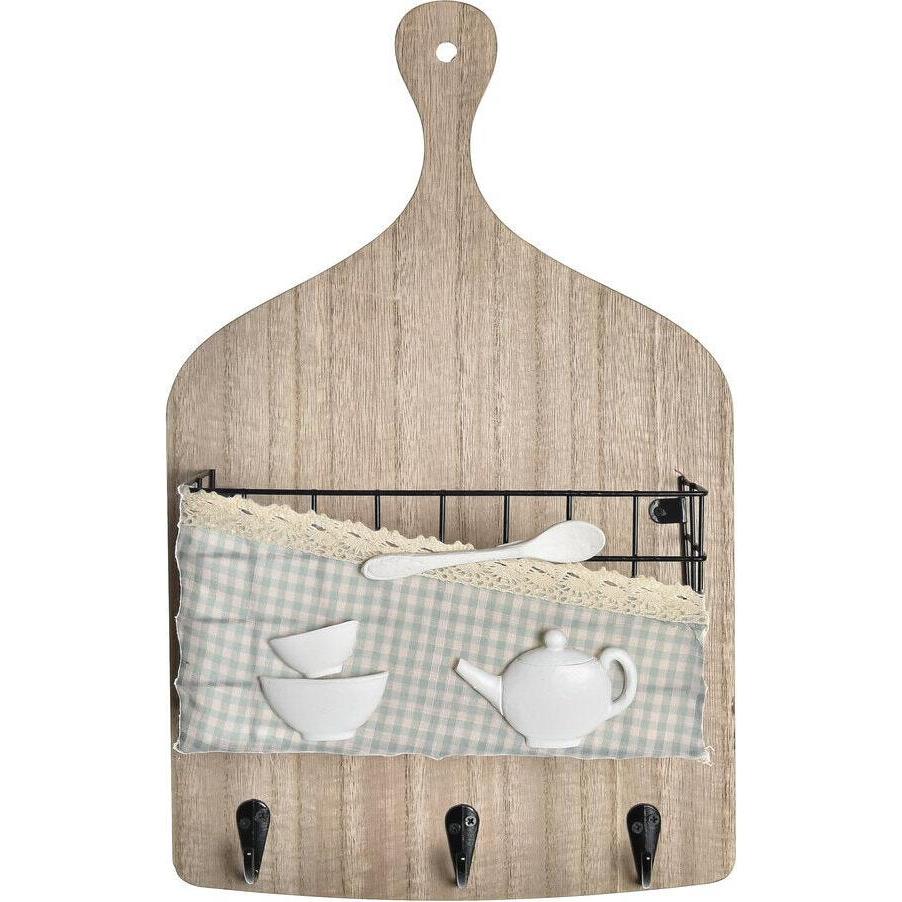 DKD Home Decor, Appendiabiti + Appendiabiti da parete, Wandgarderobe Holz Metall 23 x 9 x 36 cm