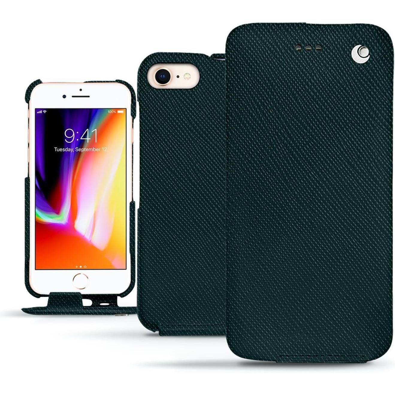 Noreve Lederschutzhülle vertikal (Apple iPhone 8), Smartphone Hülle, Grün