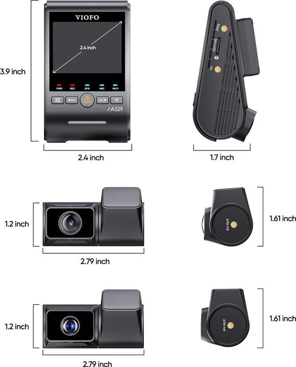 Actual product image Viofo A329T 3CH (Bluetooth, GPS receiver, Built-in microphone, 4K)