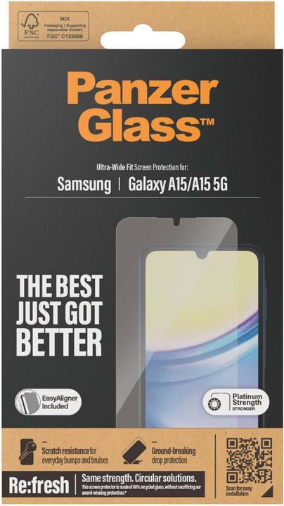 Immagine prodotto PanzerGlass Ultra-Wide Fit (1 pz., Samsung Galaxy A15, Samsung Galaxy A15 5G)