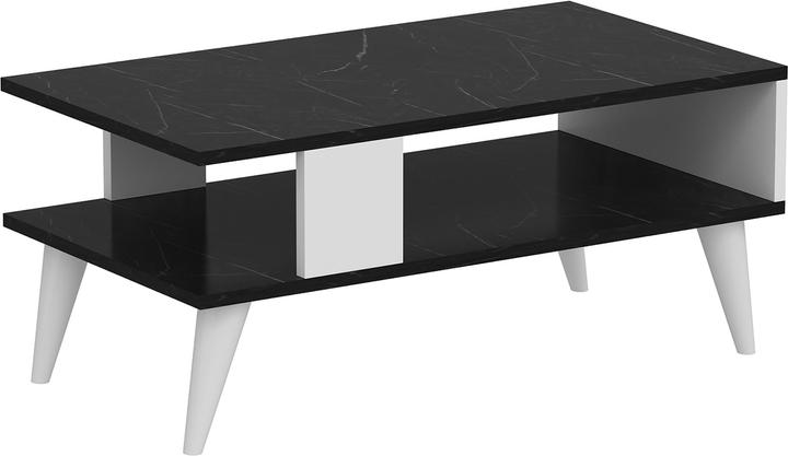 En.Casa Couchtisch Lycksele 40x90x45 cm Marmoroptik, schwarz / Weiss (40 x 90 x 45 cm)